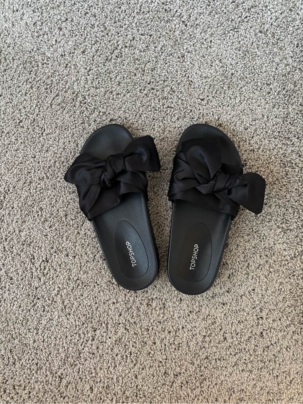 Topshop Black Bow Slide Sandals